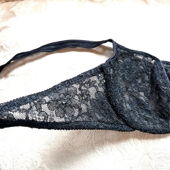 Vintage 80's Christian Dior Lace Bra with Dior Logo Monogram In Black 36B NWT - Picture 8 of 14